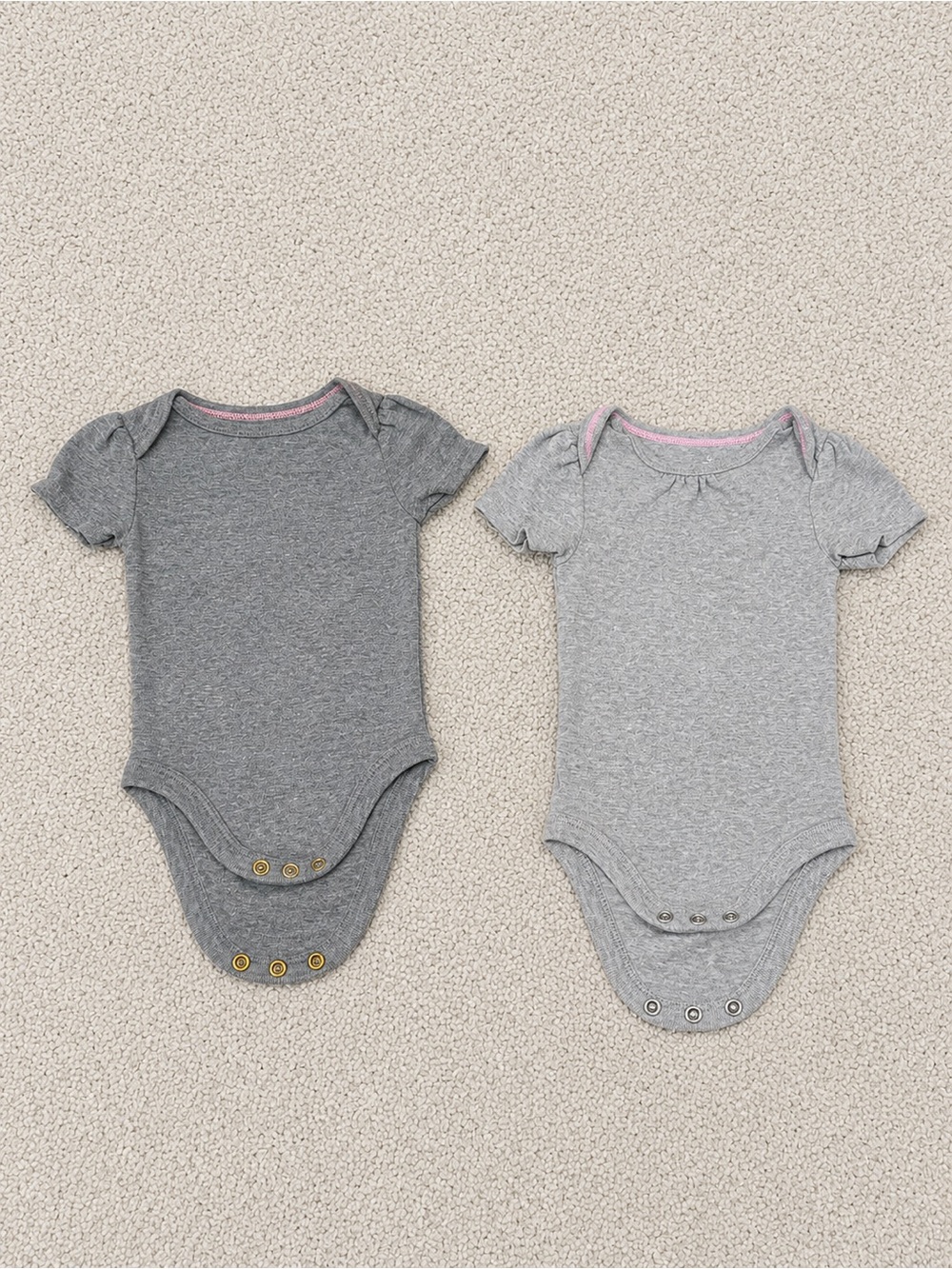 cloud island Gray Heather Short-Sleeve Baby Bodysuit Duo with Pink Trim